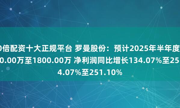 10倍配资十大正规平台 罗曼股份：预计2025年半年度盈利1200.00万至1800.00万 净利润同比增长134.07%至251.10%