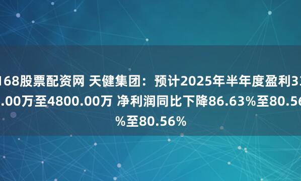 168股票配资网 天健集团：预计2025年半年度盈利3300.00万至4800.00万 净利润同比下降86.63%至80.56%